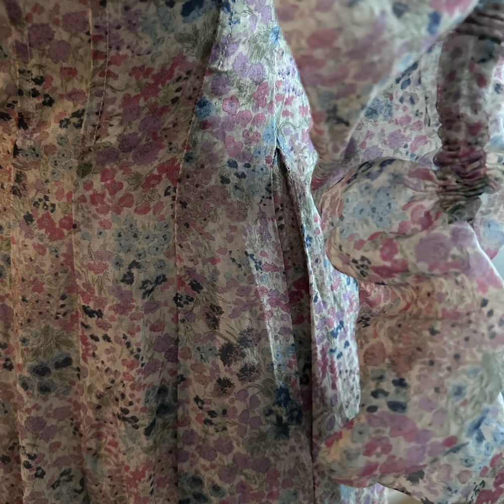 Linnenaive Pastel Flora Linen Victorian Dress - Picture 4 of 7